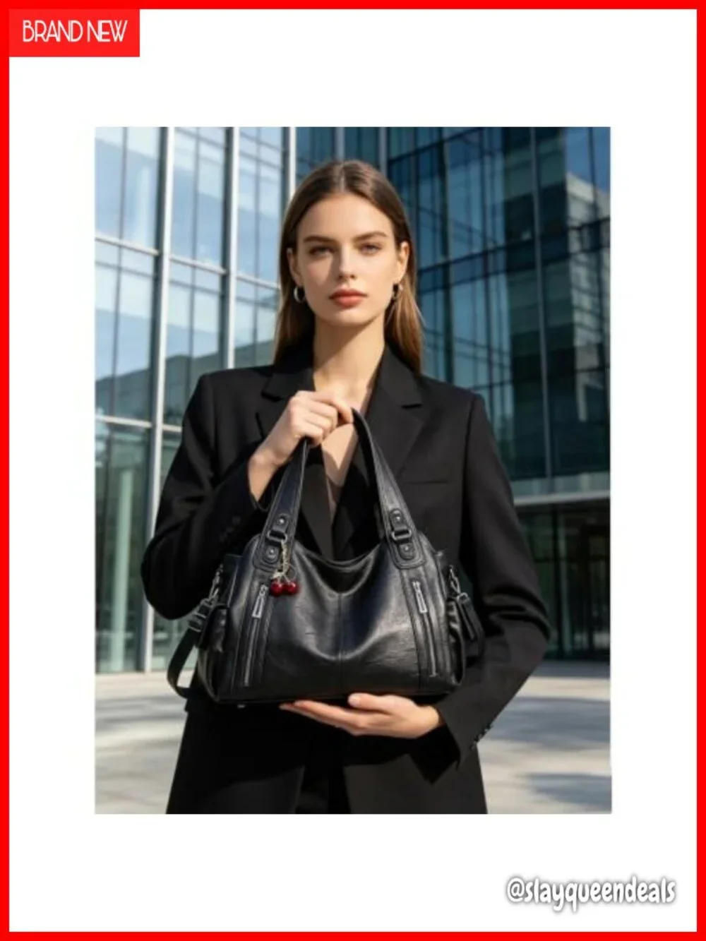 Faux Leather Slouchy Hobo Shoulder Bag Crossbody Satchel Tote